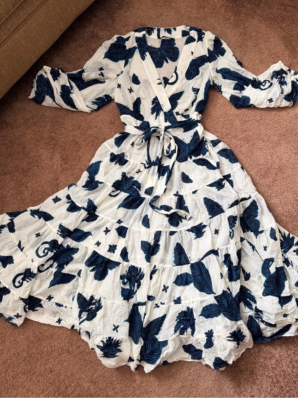 Banana Republic White & Navy Floral Wrap Dress for Girls